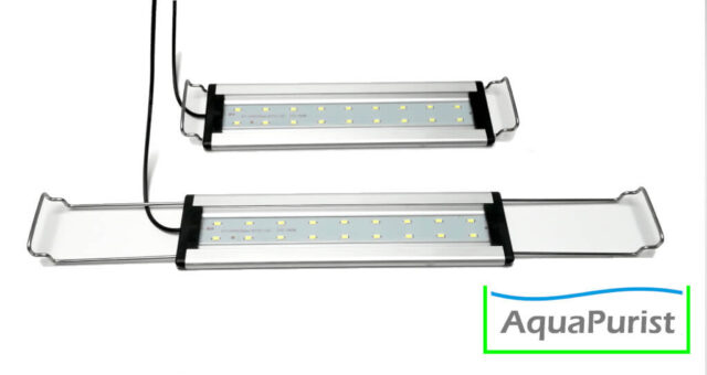 Aqua LED Aufsetzleuchte 6 Aquarien-Aufsetzleuchte mit eingeschobenen und ausgezogenen Haltebügeln
