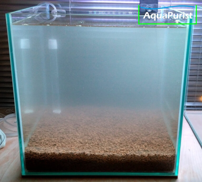 Bodenfilter happet 6 Frisch befülltes Aquarium mit Bodenfilter und trübem Wasser