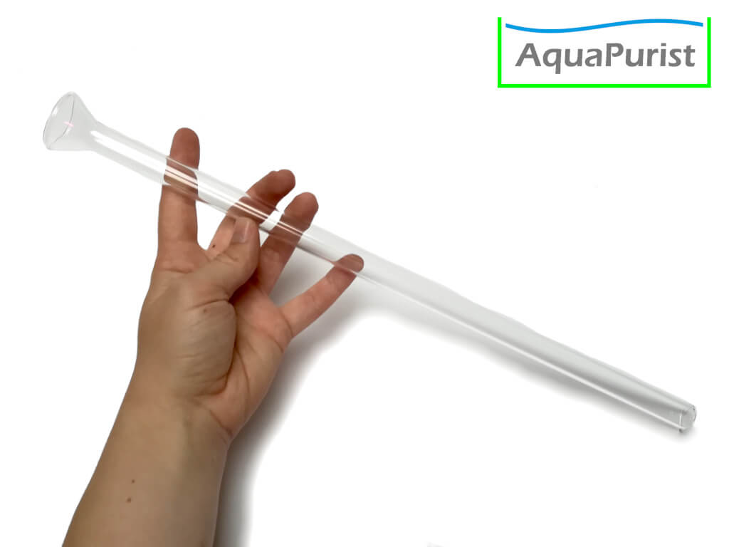 Glasröhrchen Futterröhrchen Trichter 3 Glas-Futterrohr mit Einfülltrichter auf einer Hand