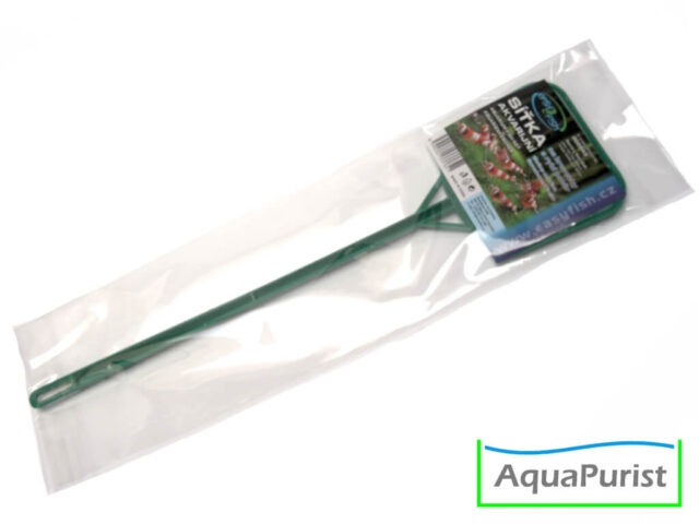 Kescher, starres Netz, groß (9) Aquarienkescher mit grünem Stiel in der Verpackung