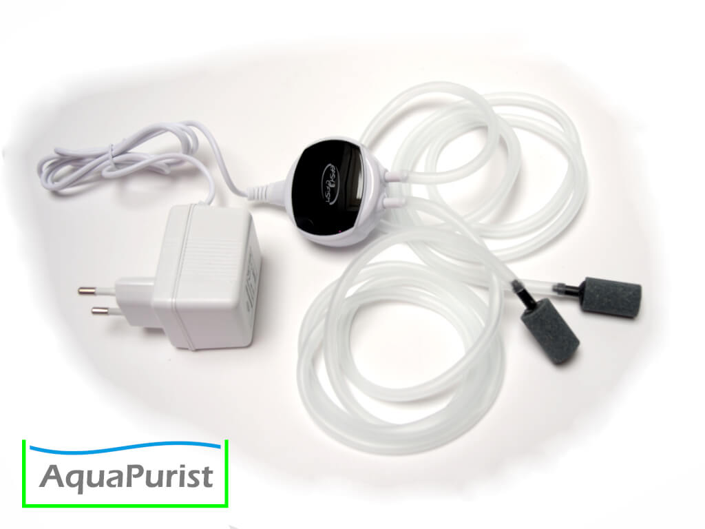 Piezo-Luftpumpe mit Netzteil, Luftschläuchen und Ausströmern