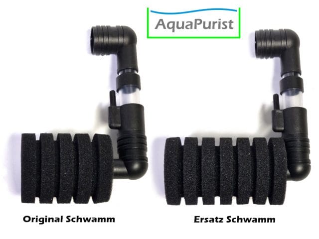 Vergleich von Originalschwamm und Ersatzschwamm am Filter