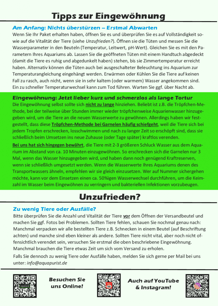 AquaPurist Info-Flyer zur Eingewöhnung und Versand-002